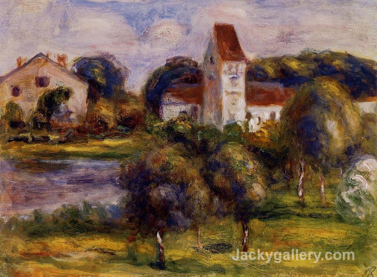 Breton Landscape Church and Orchard by Pierre Auguste Renoir paintings reproduction